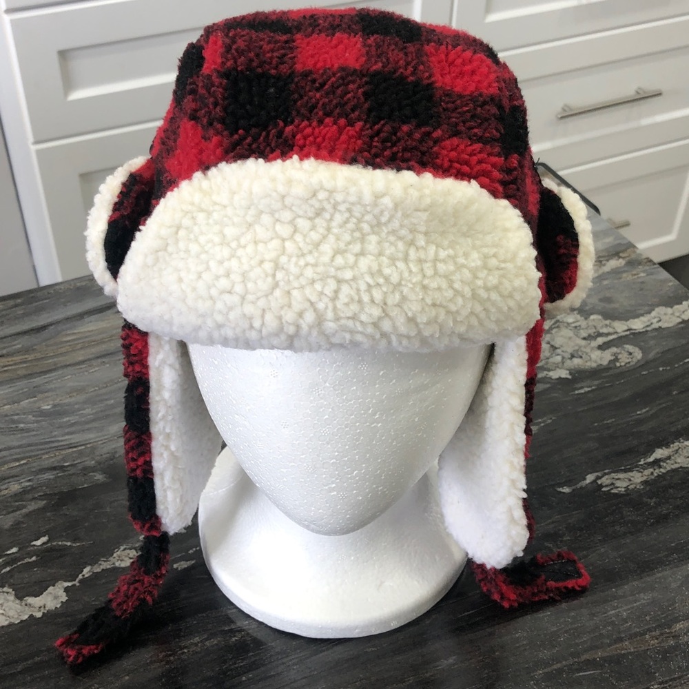 Kids Red Plaid Sherpa-Lined Trapper Hat - Picture 7 of 15